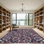 Mauve Pink Rose Scrollwork Pattern Rug