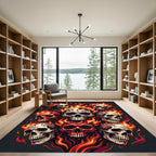 Fiery Flaming Skulls Inferno Graphic Rug