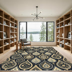 Dark Paisley Floral Medallion Rug