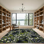 Gothic White Jasmine Trellis Garden Rug