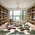 Botanical Strawberry Vines with Green Leaves Rug