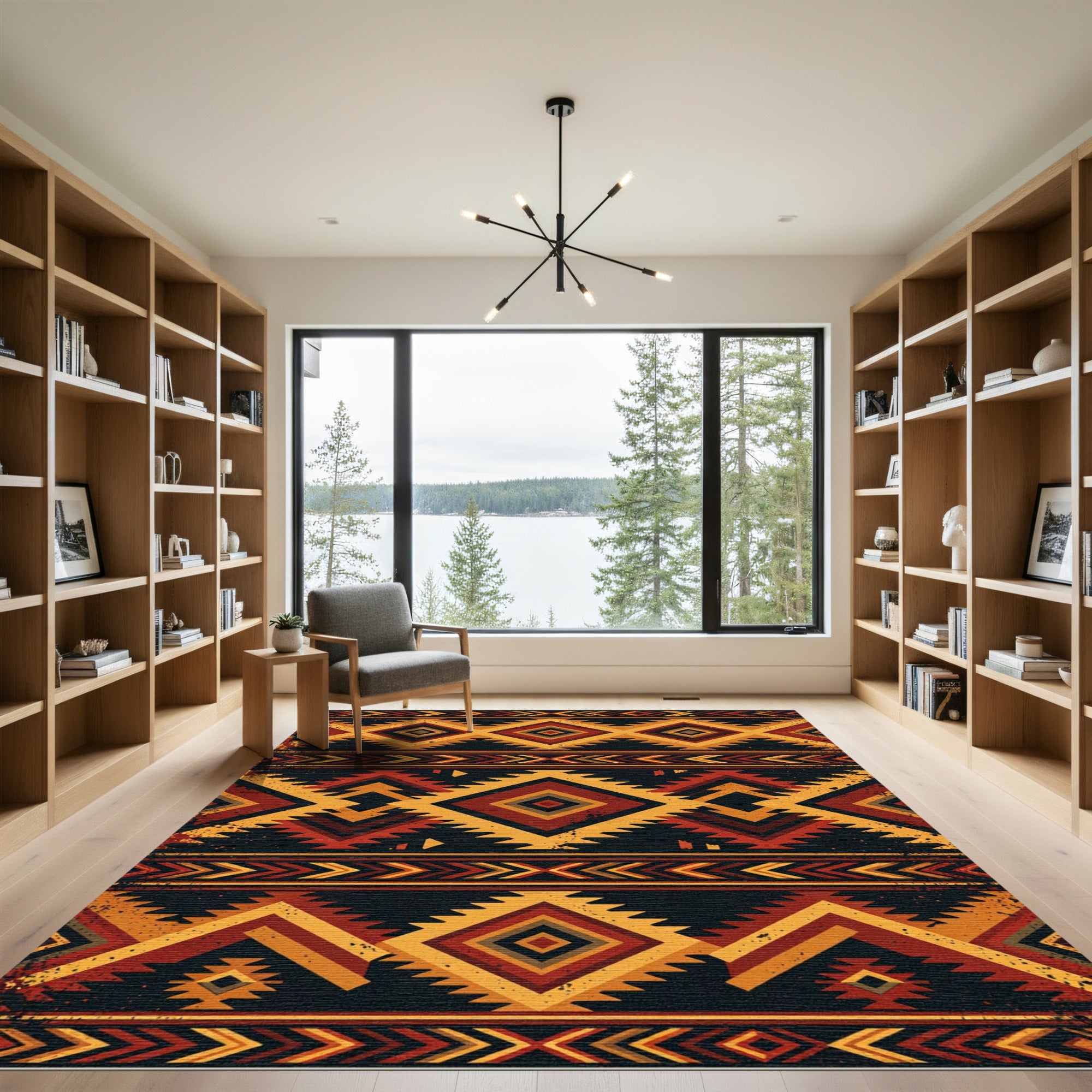 Warm Southwestern Geometric Diamond Rug