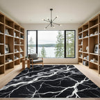 Monochrome Branch Swirl Marble Rug