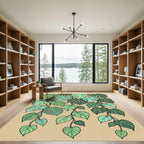 Green Hanging Tropical Leaves Runner Rug
