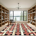 Woven Red Beige Texture Inlay Rug