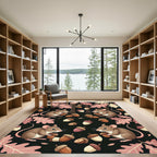Whimsical Woodland Mouse and Acorn Illustration Rug
