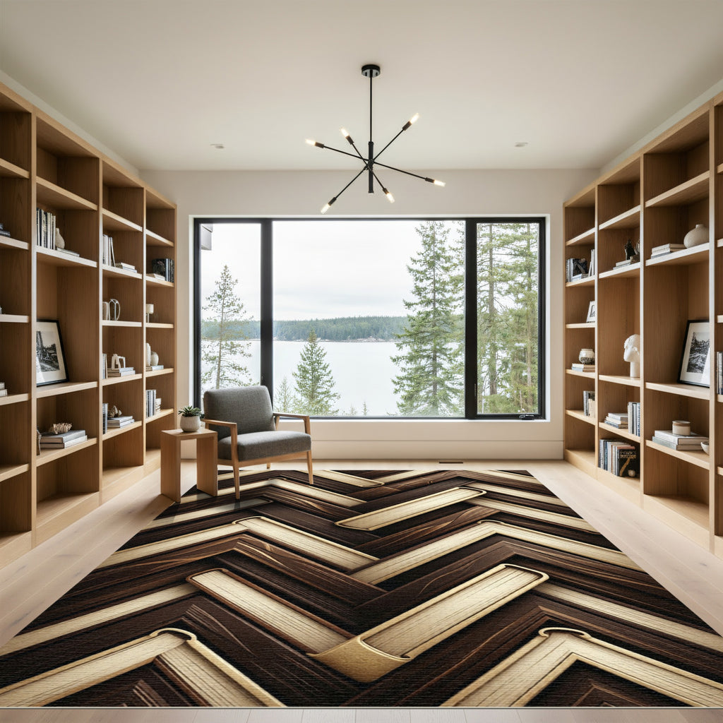 Herringbone Wood Grain Chevron Weaver Rug