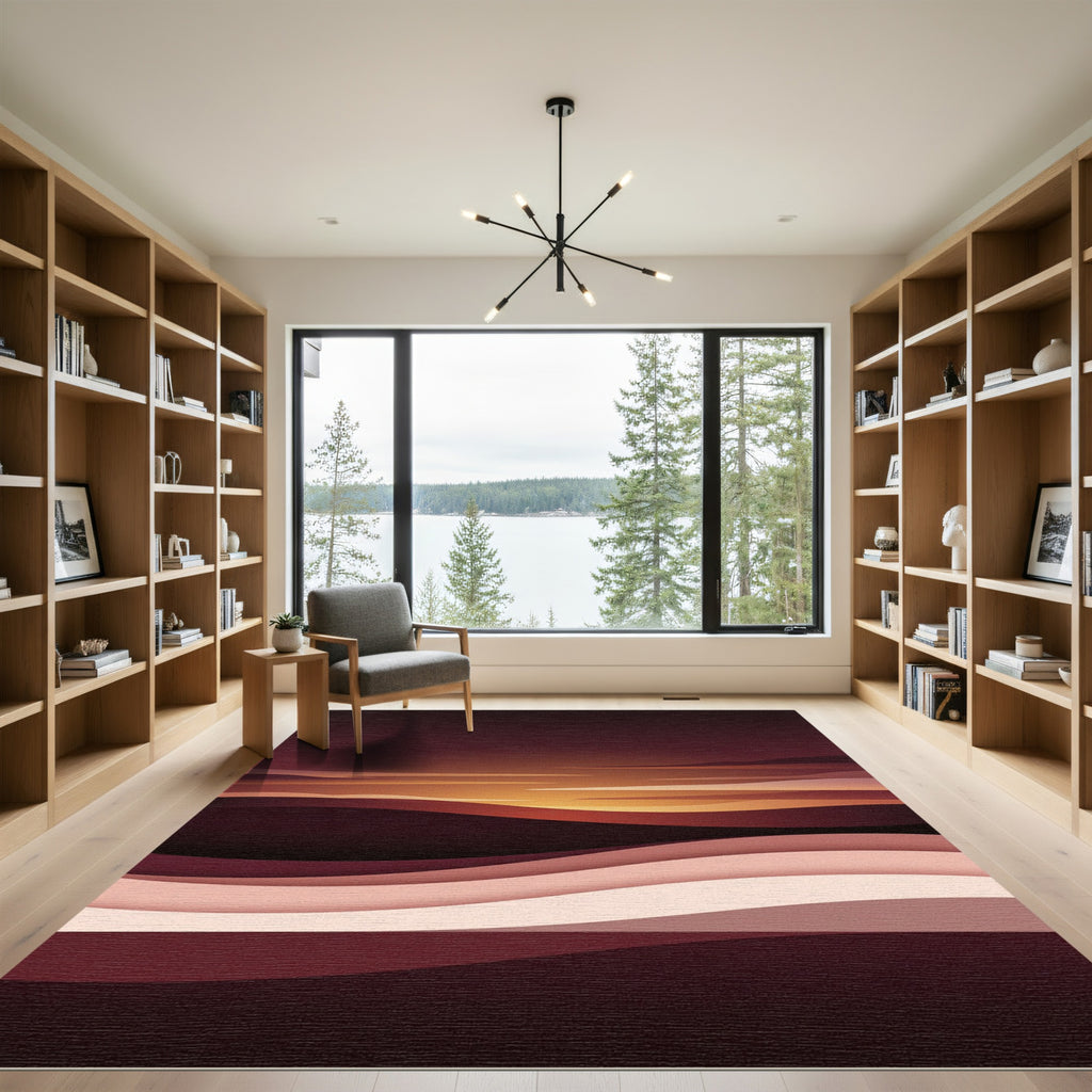 Modern Sunset Landscape Layered Gradient Rug