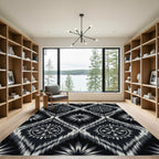 Monochromatic Ikat Sun Medallions Rug