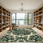 Sage Green Botanical Rose Mandala Rug