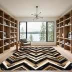 Geometric Zigzag Brown Black Cream Rug