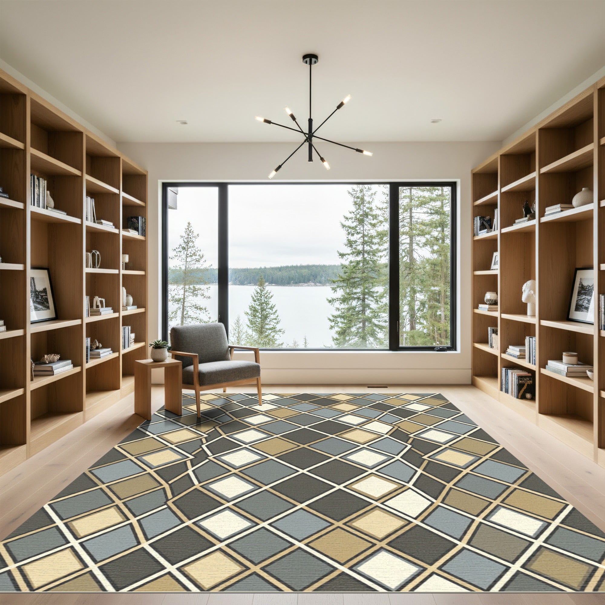 Earthy Diamond Weave Op Art Rug