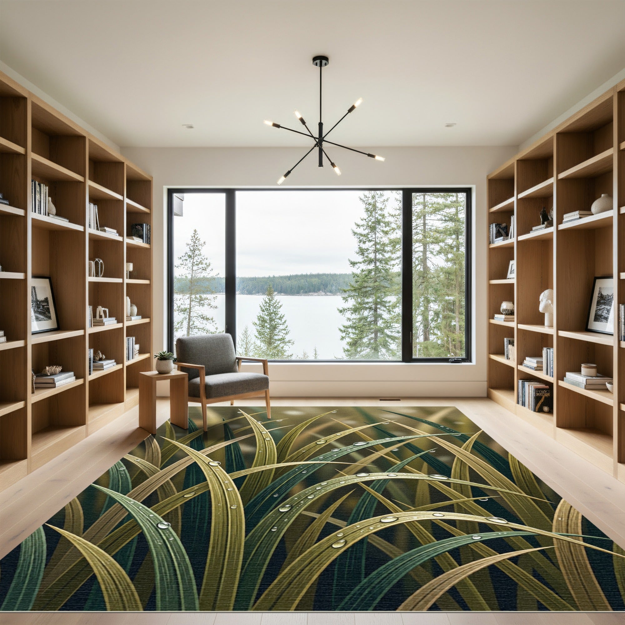 Lush Green Grass Meadow Detail Rug