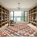 Woven Terracotta Geometric Lattice Weave Rug