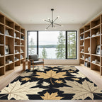 Golden Maple Leaf Autumn Swirl Rug