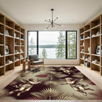 Cherubic Angels Palm Fronds Sepia Tones Rug