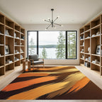 Golden Amber Abstract Brush Stroke Rug