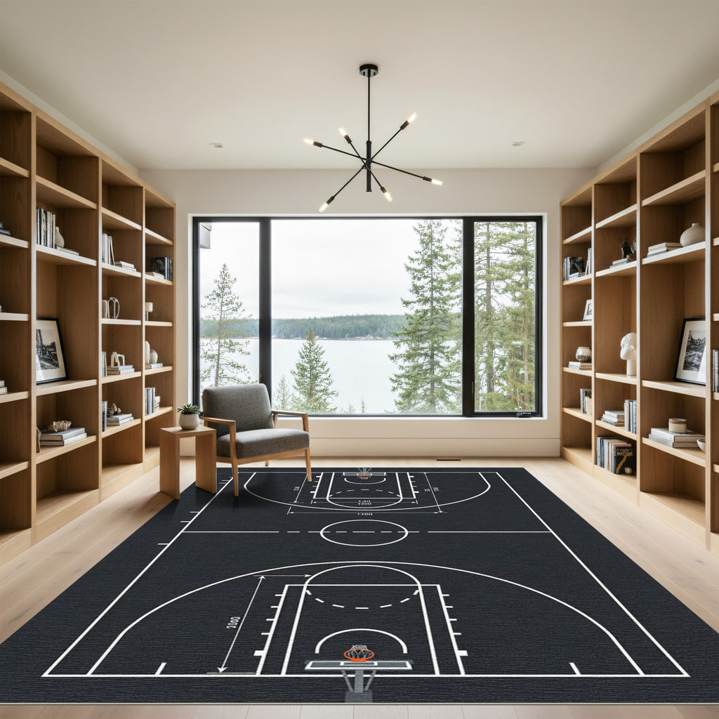 Graphic Basketball Court Minimalist Area Rug
