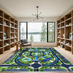 Playful Blue Neighborhood Village Map Rug