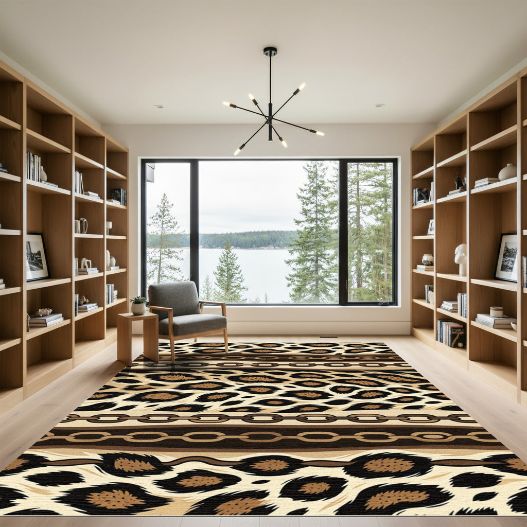 Leopard Spot and Chain Link Stripe Rug