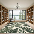 Lush Green Tropical Fern Leaf Rug