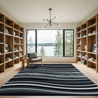 Monochrome Wavy Linear Abstract Waves Rug