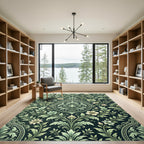 Dark Botanical Floral Medallion Rug