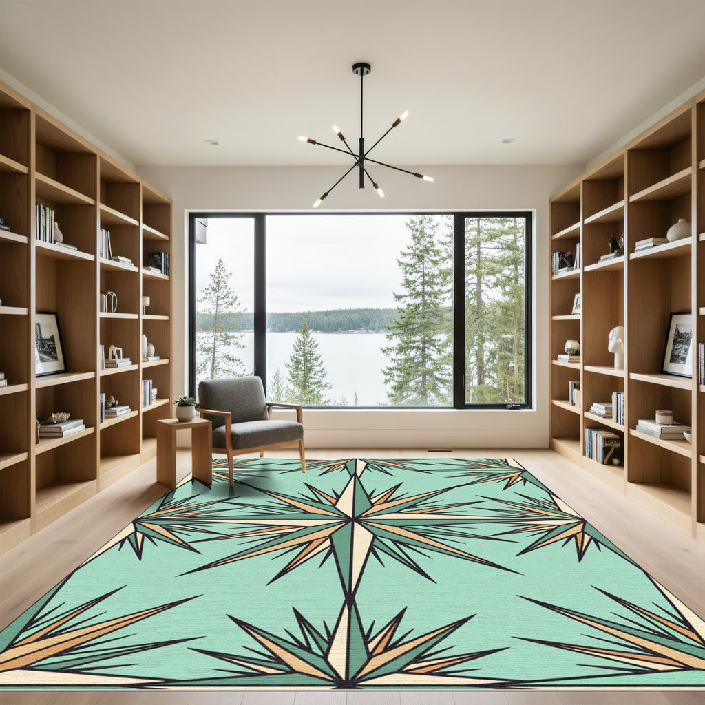 Geo Starburst Mint Sage Geometric Rug