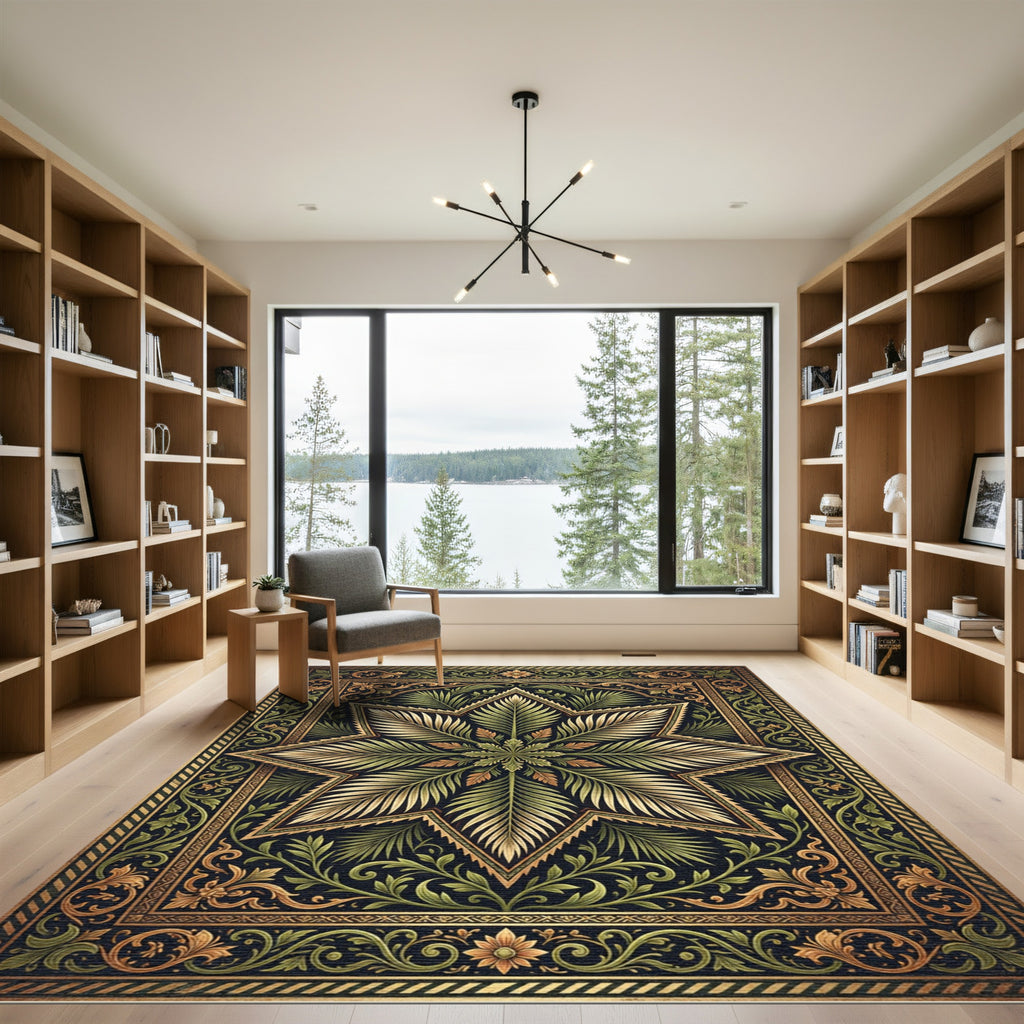 Elegant Botanical Star Fern Tapestry Rug
