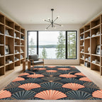 Art Deco Peach and Charcoal Fan Rug