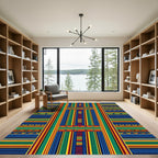Vibrant Multi-Color Geometric Striped Accent Rug
