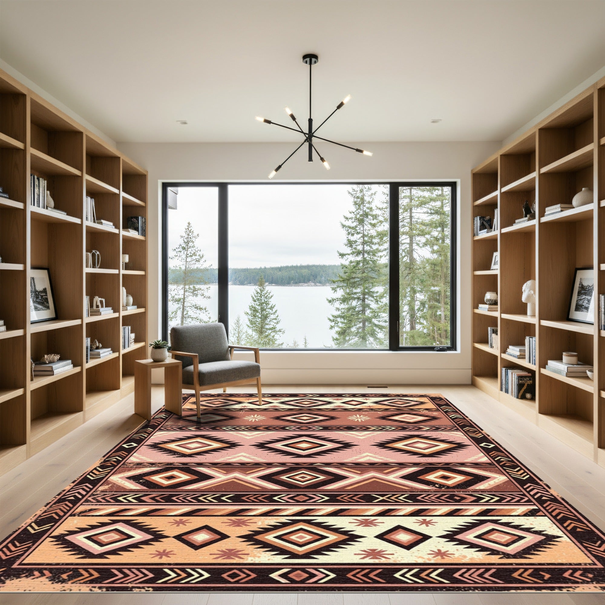 Geometric Diamond Tribal Salmon Rug