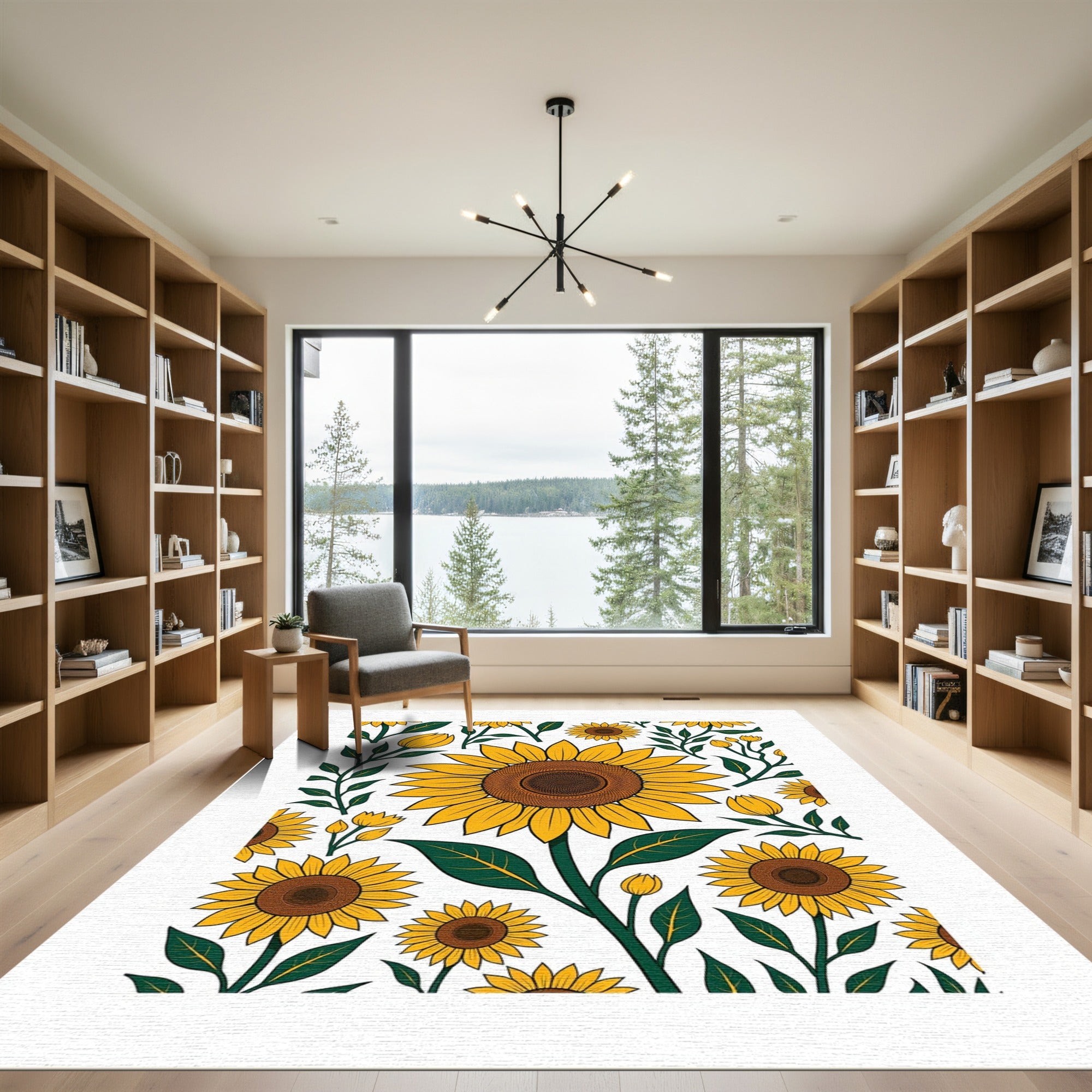 Sunny Yellow Sunflower Fields Bloom Rug