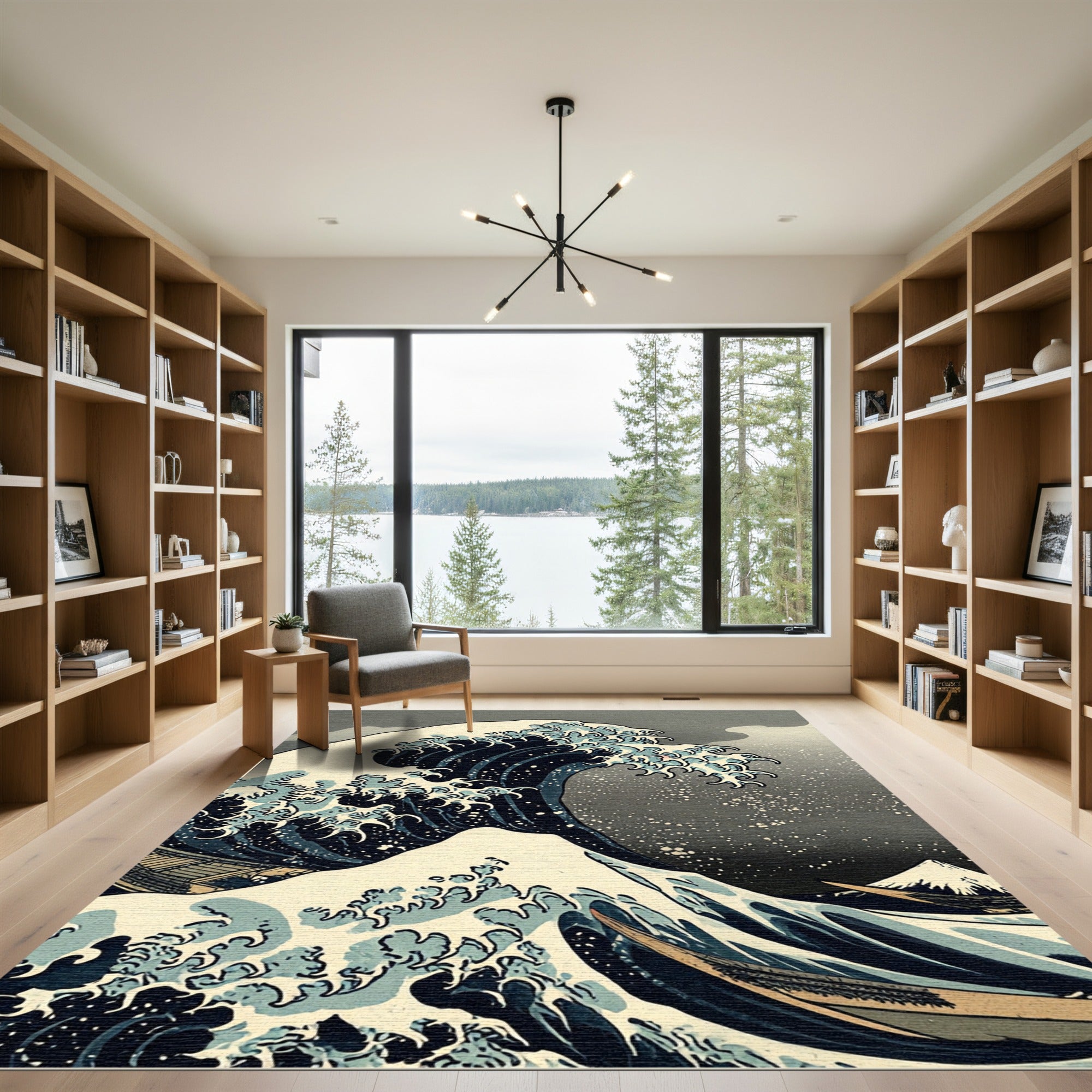 Great Wave Dark Blue Ocean Rug