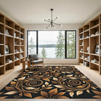 Golden Serpentine Vine Swirl Rug