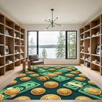 Golden Dollar Coin Wealth Currency Rug