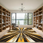 Atomic Gold Celestial Geometric Burst Rug