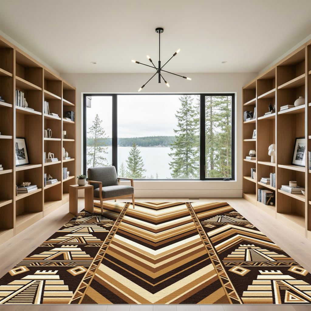 Earthy Tones Terraced Pyramid Stripes Rug