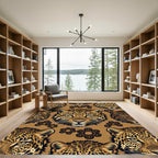 Savage Leopard Head Earthy Toned Art Rug