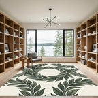Green Leafy Wreath Arrangement Rug