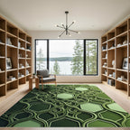 Deep Emerald Hexagon Intertwined Vines Rug