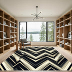 Sharp Zigzag Black Cream Gray Lines Rug