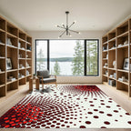 Crimson Gradient Polka Dot Bloom Rug