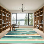 Turquoise Teal Ocean Wave Sand Bars Rug