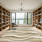 Serene Earthy Abstract Flowing Wave Rug