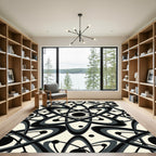 Atomic Starburst Black Gray Rug