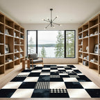 Black White Gingham Farmhouse Checkered Rug