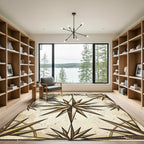 Vintage Antique Gold Compass Star Rug