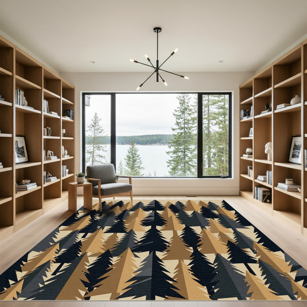 Minimalist Forest Pine Tree Woodland Rug