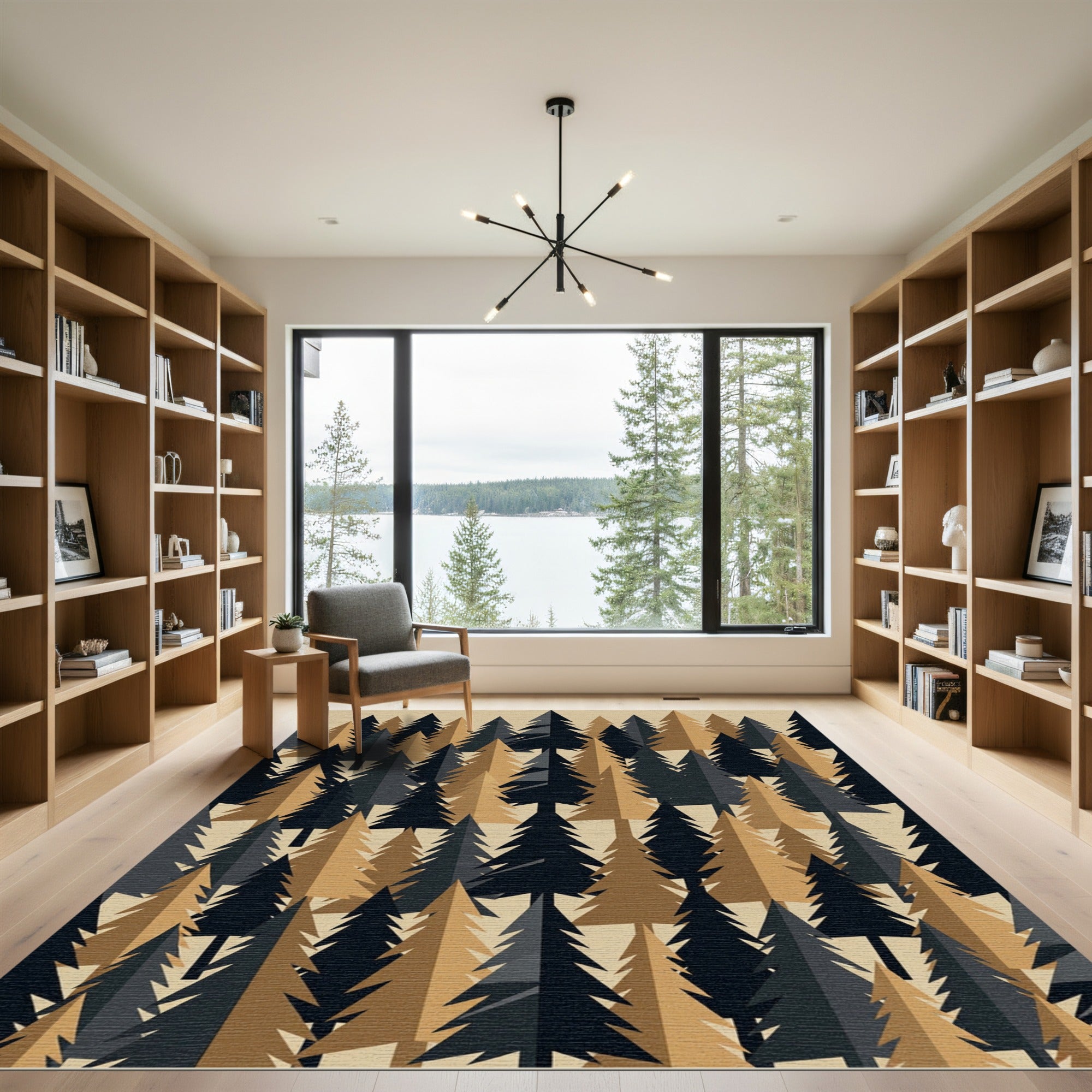 Minimalist Forest Pine Tree Woodland Rug